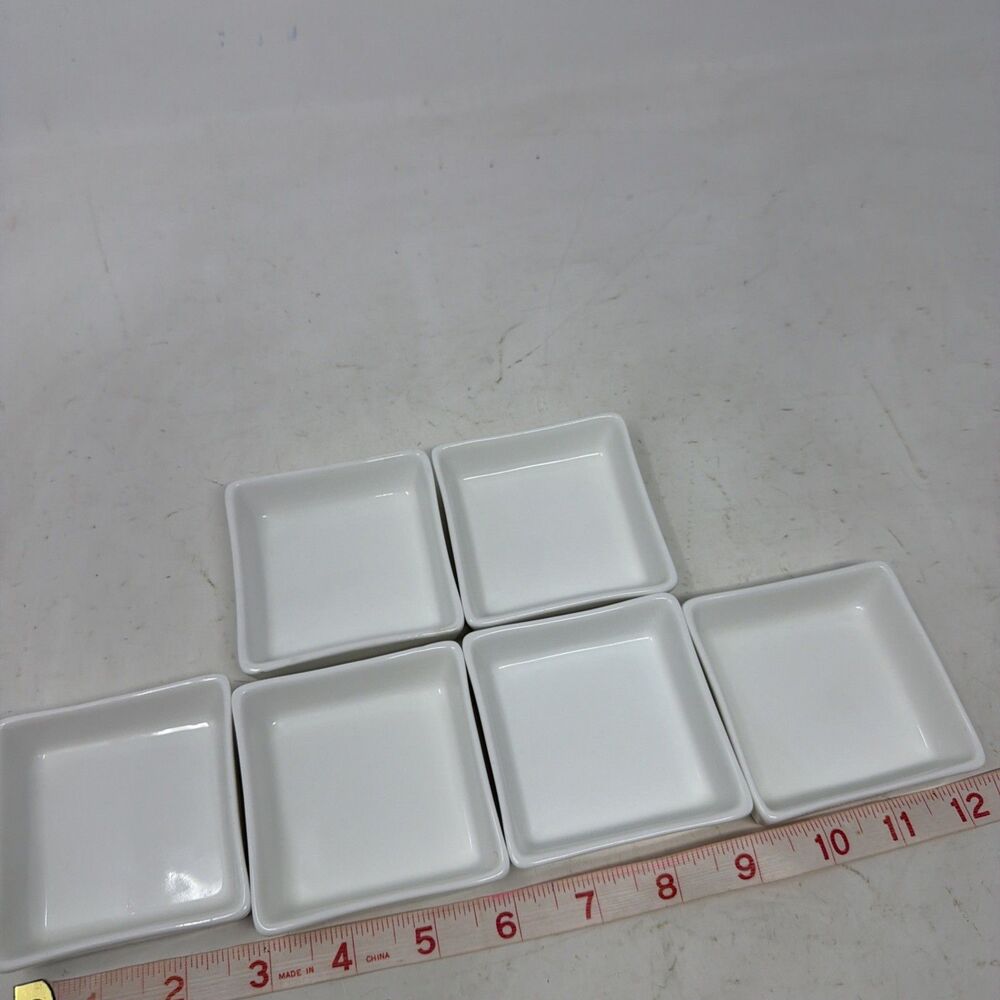 Crate & Barrel 2 7/8" White Square Sauce Dishes Set Of 6